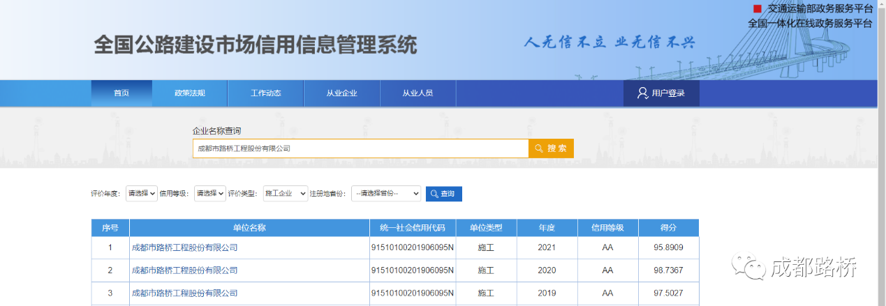 公司再次榮獲2021年度全國公路市場信用評價 最高等級“AA級”